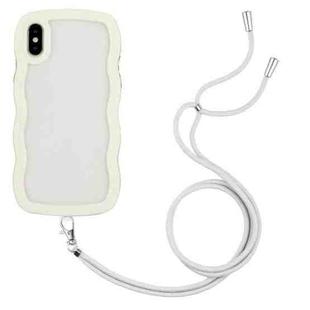 For iPhone X / XS Lanyard Candy Color Wave TPU Clear PC Phone Case(White)