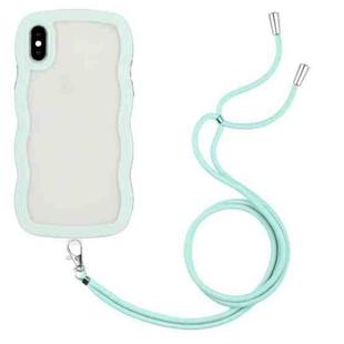 For iPhone X / XS Lanyard Candy Color Wave TPU Clear PC Phone Case(Green)