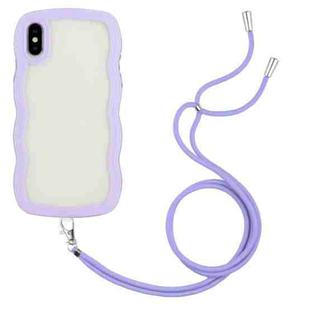 For iPhone X / XS Lanyard Candy Color Wave TPU Clear PC Phone Case(Purple)