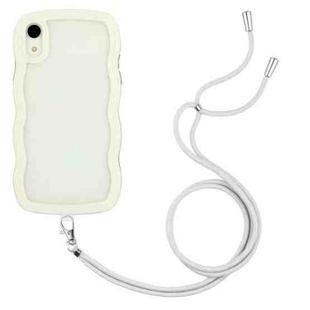 For iPhone XR Lanyard Candy Color Wave TPU Clear PC Phone Case(White)