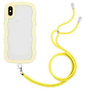 For iPhone XS Max Lanyard Candy Color Wave TPU Clear PC Phone Case(Yellow)