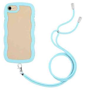 For iPhone SE 2022 / SE 2020 / 8 / 7 Lanyard Candy Color Wave TPU Clear PC Phone Case(Blue)