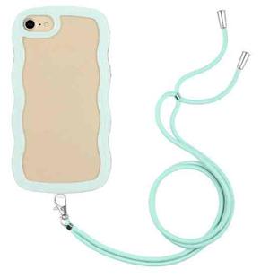 For iPhone SE 2022 / SE 2020 / 8 / 7 Lanyard Candy Color Wave TPU Clear PC Phone Case(Green)