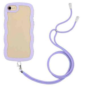 For iPhone SE 2022 / SE 2020 / 8 / 7 Lanyard Candy Color Wave TPU Clear PC Phone Case(Purple)