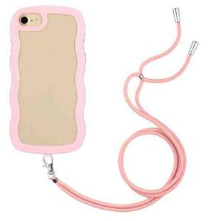 For iPhone SE 2022 / SE 2020 / 8 / 7 Lanyard Candy Color Wave TPU Clear PC Phone Case(Pink)