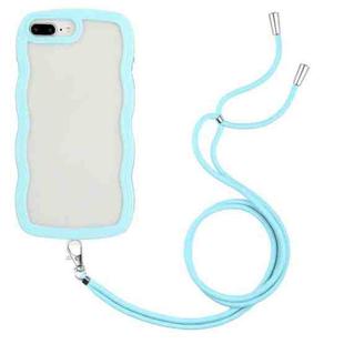 Lanyard Candy Color Wave TPU Clear PC Phone Case For iPhone 8 Plus / 7 Plus(Blue)