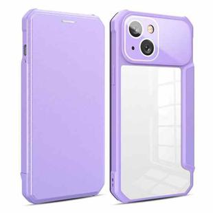 For iPhone 14 Plus Magnetic Flip Leather Phone Case (Purple)