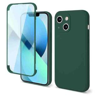 For iPhone 14 Imitation Liquid Silicone 360 Full Body Phone Case (Dark Green)