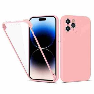 For iPhone 14 Pro Max Imitation Liquid Silicone 360 Full Body Phone Case (Pink)