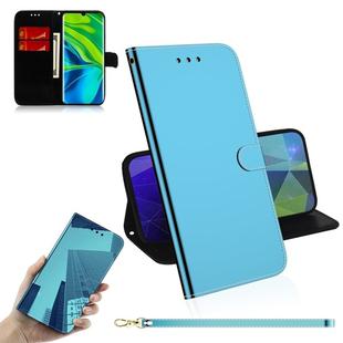 For Xiaomi Mi Note 10 Lmitated Mirror Surface Horizontal Flip Leather Case with Holder & Card Slots & Wallet & Lanyard(Blue)