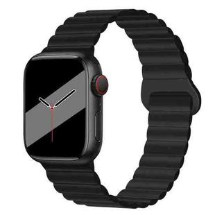 Reverse Buckle Magnetic Silicone Watch Band For Apple Watch Ultra 49mm / Series 8&7 45mm / SE 2&6&SE&5&4 44mm / 3&2&1 42mm(Black)