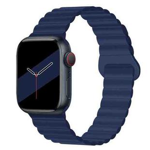 Reverse Buckle Magnetic Silicone Watch Band For Apple Watch Ultra 49mm / Series 8&7 45mm / SE 2&6&SE&5&4 44mm / 3&2&1 42mm(Blue)