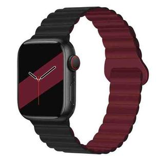 Reverse Buckle Magnetic Silicone Watch Band For Apple Watch Series 8&7 41mm / SE 2&6&SE&5&4 40mm / 3&2&1 38mm(Black Wine Red)