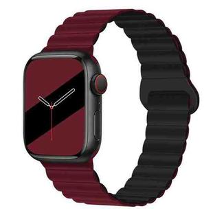 Reverse Buckle Magnetic Silicone Watch Band For Apple Watch Series 8&7 41mm / SE 2&6&SE&5&4 40mm / 3&2&1 38mm(Wine Red Black)