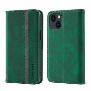 For iPhone 14 Plus Splicing Skin Feel Magnetic Leather Phone Case (Green)