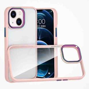 For iPhone 14 Colorful Metal Lens Ring Phone Case (Pink)