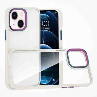 For iPhone 14 Plus Colorful Metal Lens Ring Phone Case (White)