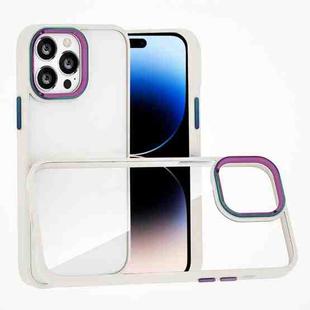 For iPhone 14 Pro Max Colorful Metal Lens Ring Phone Case (White)