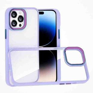 For iPhone 14 Pro Max Colorful Metal Lens Ring Phone Case (Purple)