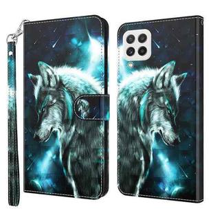 For Samsung Galaxy A22 4G / M32 4G India & Global 3D Painting Pattern Flip Leather Phone Case(Wolf)