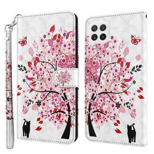 For Samsung Galaxy A22 4G / M32 4G India & Global 3D Painting Pattern Flip Leather Phone Case(Cat and Tree)