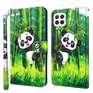 For Samsung Galaxy A22 4G / M32 4G India & Global 3D Painting Pattern Flip Leather Phone Case(Panda Climbing Bamboo)