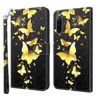 For Sony Xperia 10 IV 3D Painting Pattern Flip Leather Phone Case(Gold Butterfly)