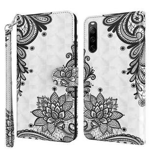 For Sony Xperia 10 IV 3D Painting Pattern Flip Leather Phone Case(Black Flower)
