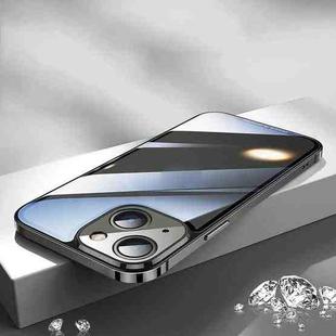 For iPhone 14 Plus HD Transparent Glass Phone Case (Black)