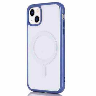 For iPhone 14 2 in 1 Colorful Frame Transparent Magnetic Phone Case (Blue)