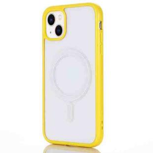 For iPhone 14 2 in 1 Colorful Frame Transparent Magnetic Phone Case (Yellow)