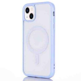 For iPhone 14 2 in 1 Colorful Frame Transparent Magnetic Phone Case (Light Blue)