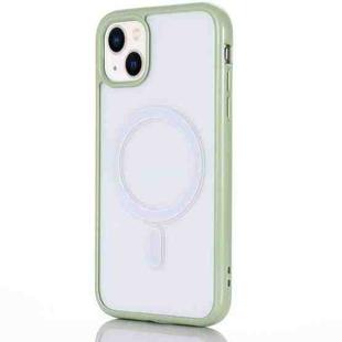 For iPhone 14 Plus 2 in 1 Colorful Frame Transparent Magnetic Phone Case (Green)