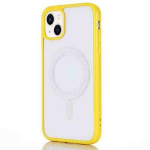 For iPhone 14 Plus 2 in 1 Colorful Frame Transparent Magnetic Phone Case (Yellow)