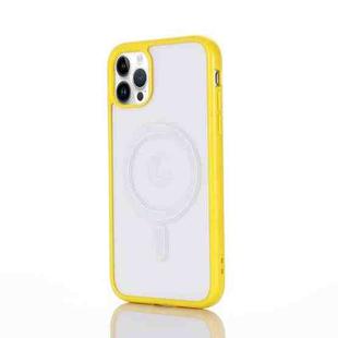 For iPhone 14 Pro 2 in 1 Colorful Frame Transparent Magnetic Phone Case(Yellow)