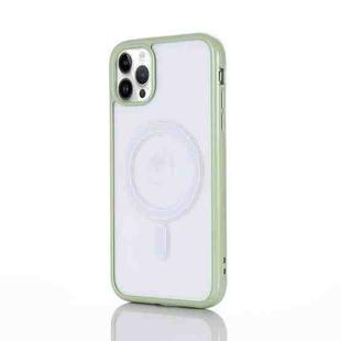 For iPhone 14 Pro Max 2 in 1 Colorful Frame Transparent Magnetic Phone Case (Green)