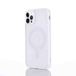 For iPhone 14 Pro Max 2 in 1 Colorful Frame Transparent Magnetic Phone Case (White)