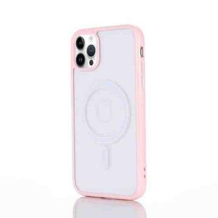 For iPhone 14 Pro Max 2 in 1 Colorful Frame Transparent Magnetic Phone Case (Pink)