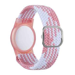 Tracking Locator Nylon Weave Wristband Anti-Lost TPU Case For Apple Airtag(Pink White)