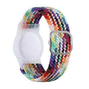 Tracking Locator Nylon Weave Wristband Anti-Lost TPU Case For Apple Airtag(Rainbow)