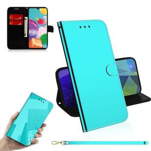 For Galaxy A41 Lmitated Mirror Surface Horizontal Flip Leather Case with Holder & Card Slots & Wallet & Lanyard(Mint Green)