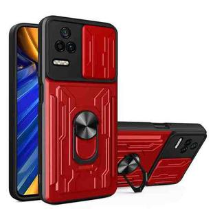 For Xiaomi Poco F4/Redmi K40S Sliding Camshield Card Phone Case(Red)