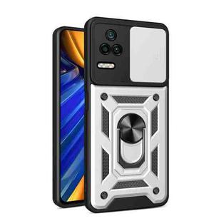 For Xiaomi Poco F4/Redmi K40S Sliding Camera Design TPU + PC Phone Case(Silver)