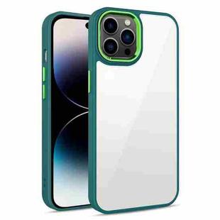 For iPhone 14 Pro Max 3 in 1 Electroplated Acrylic Phone Case (Dark Green)
