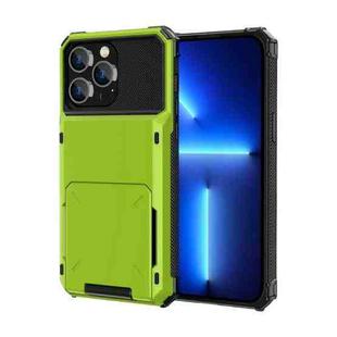For iPhone 14 Plus Scratch-Resistant Shockproof Heavy Duty Rugged Armor Protective Case with Card Slot (Green)