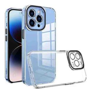 For iPhone 14 Pro Max TPU + Acrylic Transparent Phone Case with Lens Film (Black)