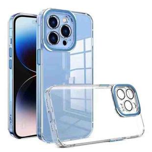 For iPhone 14 Pro Max TPU + Acrylic Transparent Phone Case with Lens Film (Blue)