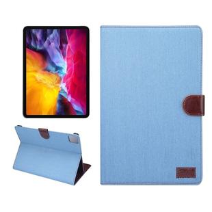 For iPad Pro 11 inch 2020 / 2021 PC + Left And Right Denim Leather Tablet Case Wallet Card Holder With Dormancy(Light Blue)
