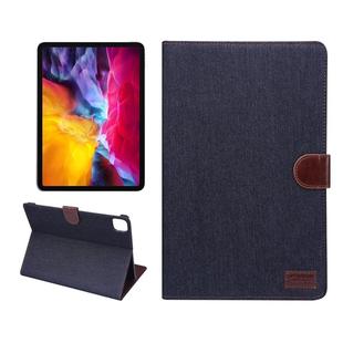 For iPad Pro 11 inch 2020 / 2021 PC + Left And Right Denim Leather Tablet Case Wallet Card Holder With Dormancy(Black)