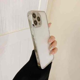 For iPhone 14 Electroplated Transparent Glass Phone Case (Silver)